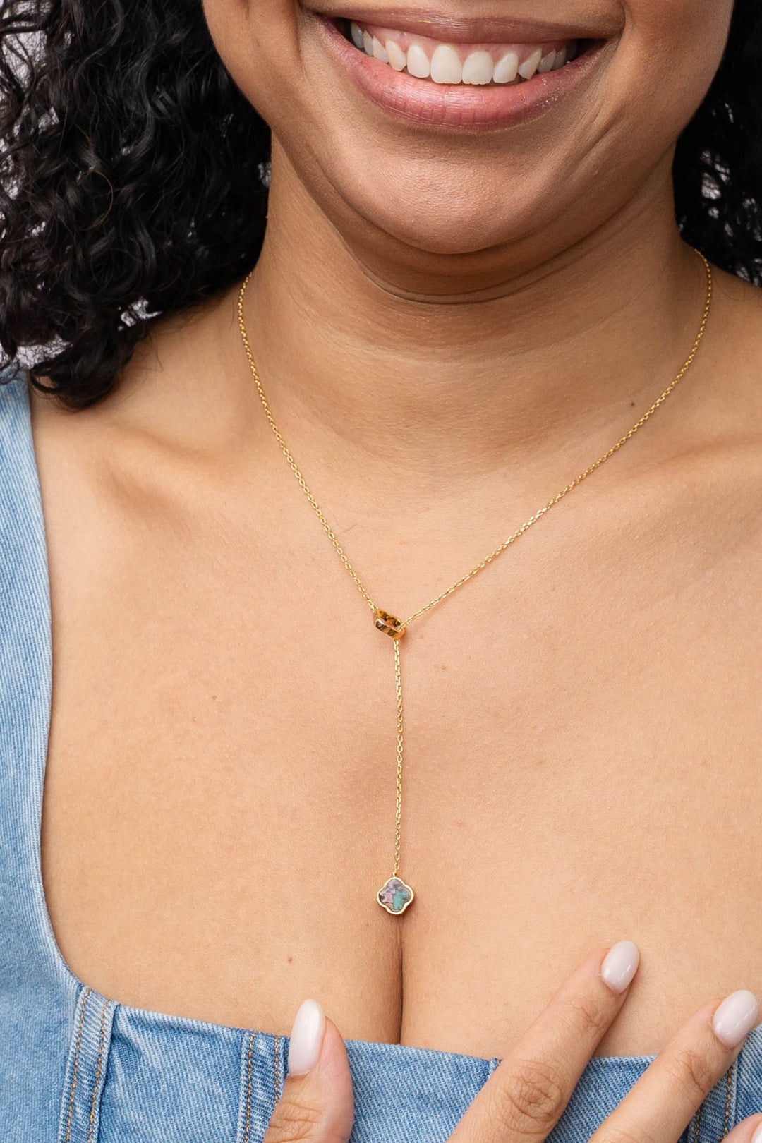 Crystal Lariat Necklace | Gold