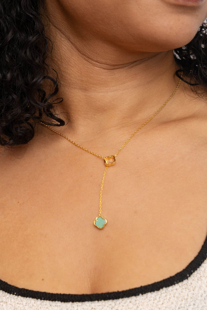 Crystal Lariat Necklace | Gold