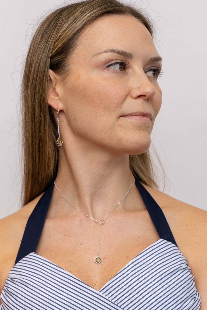 Crystal Lariat Necklace | Silver