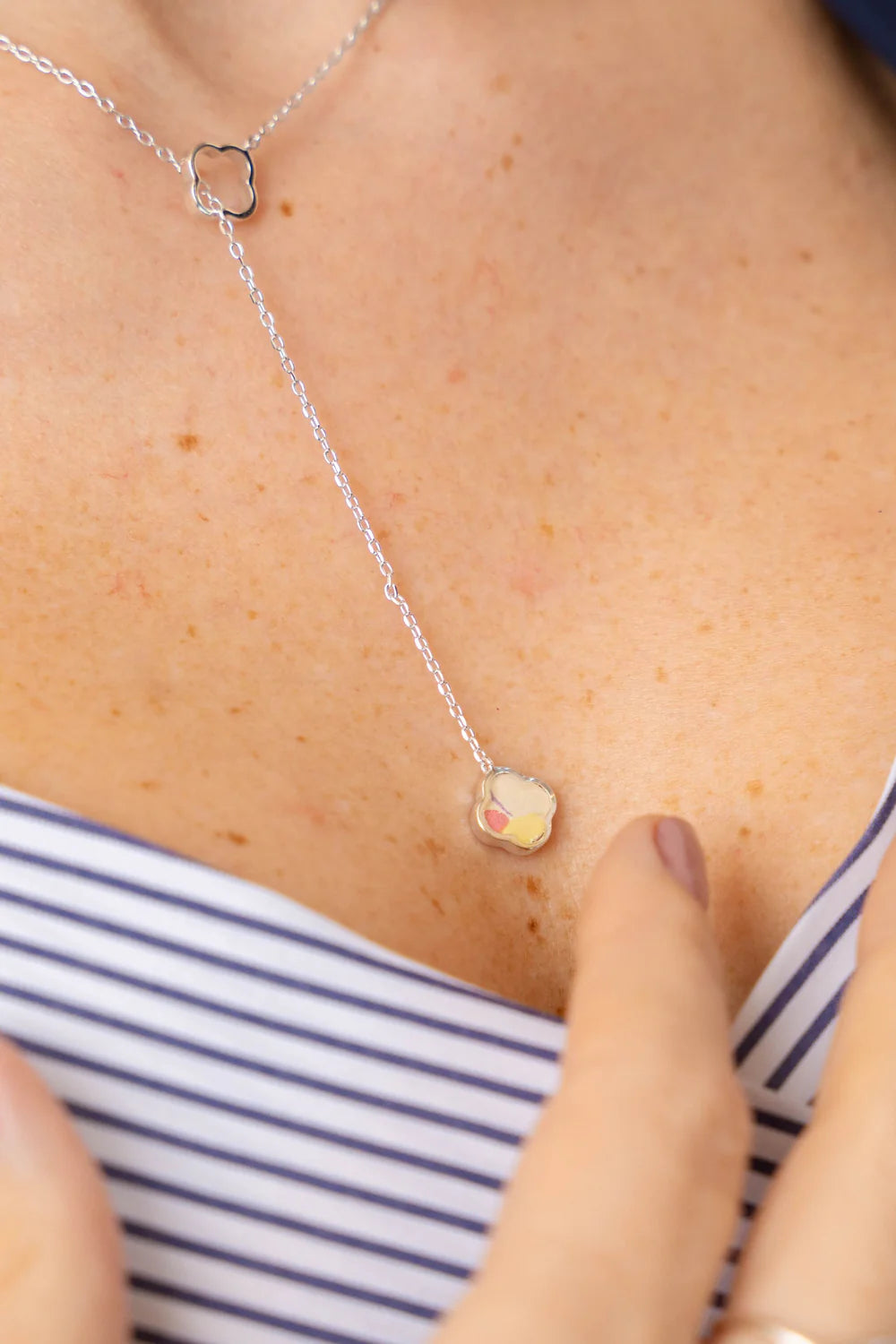 Crystal Lariat Necklace | Sterling Silver