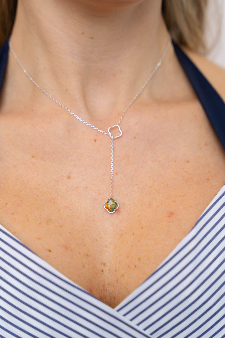 Crystal Lariat Necklace | Silver