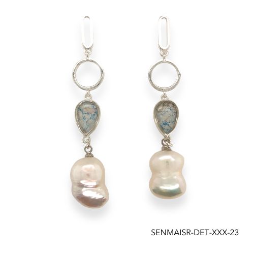 Maria Pearl Earrings | Silver