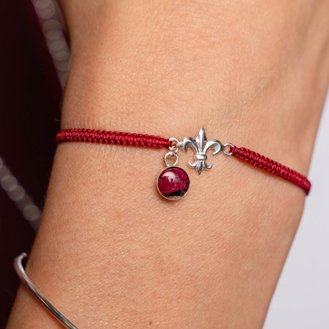 Fleur De Lis Taylor Bracelet | Silver | Burgundy