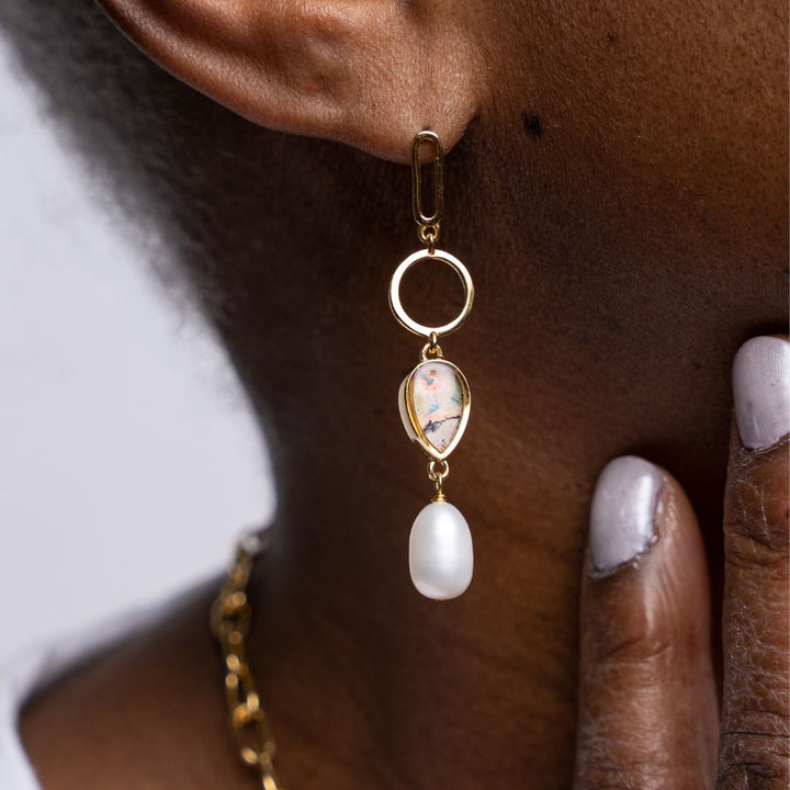 Maria Pearl Earrings | Gold