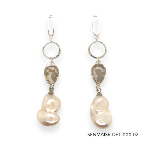 Maria Pearl Earrings | Silver