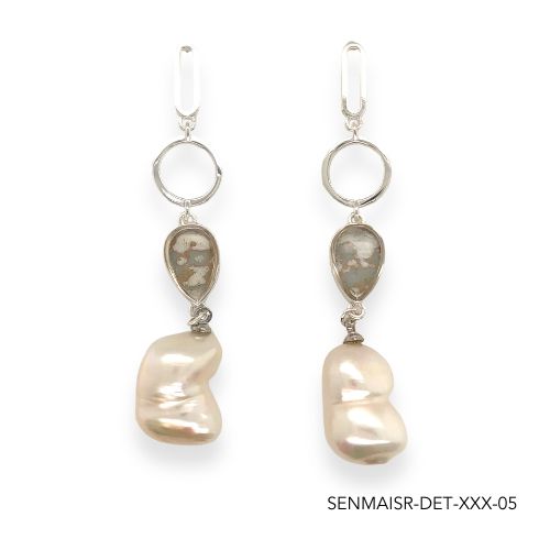 Maria Pearl Earrings | Silver
