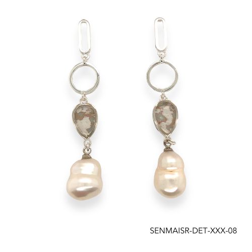 Maria Pearl Earrings | Silver