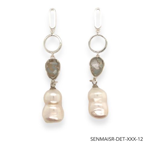 Maria Pearl Earrings | Silver