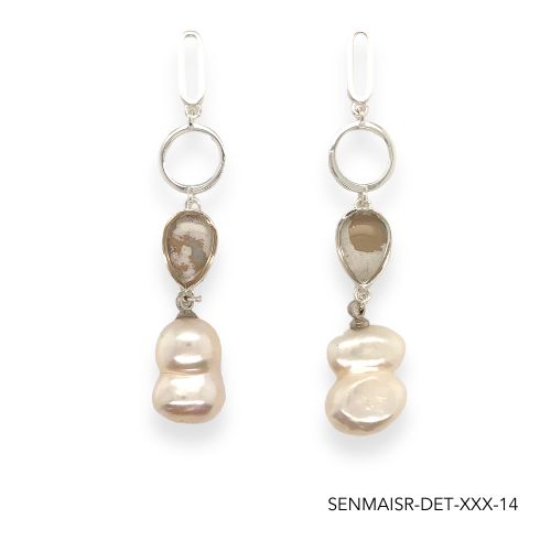 Maria Pearl Earrings | Silver