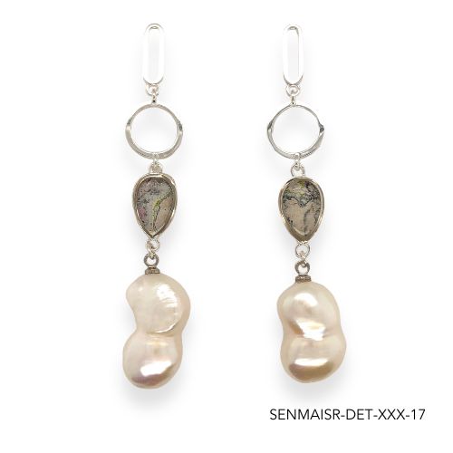 Maria Pearl Earrings | Silver