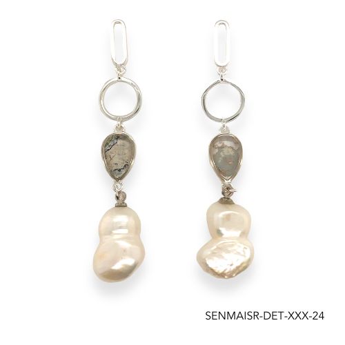 Maria Pearl Earrings | Silver