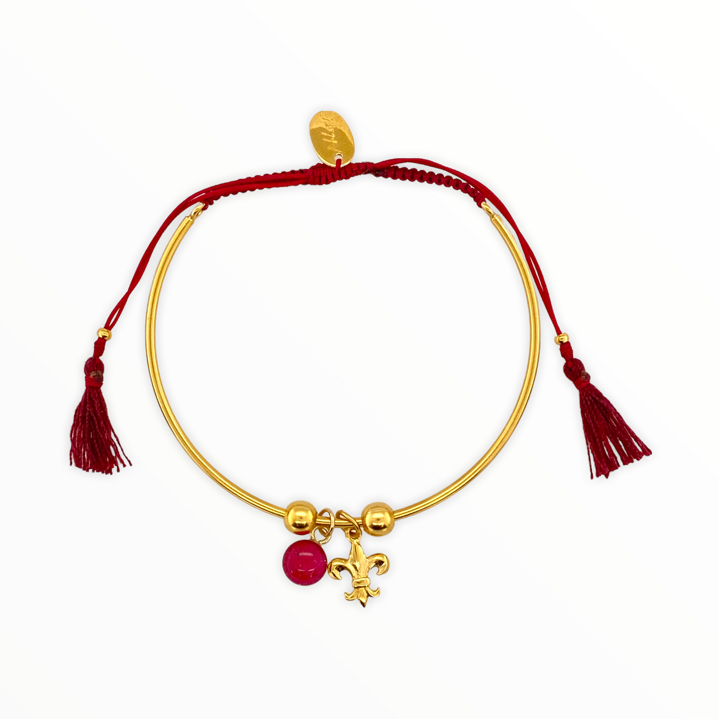 Fleur De Lis Bianca Bracelet | Gold | Red + Burgundy