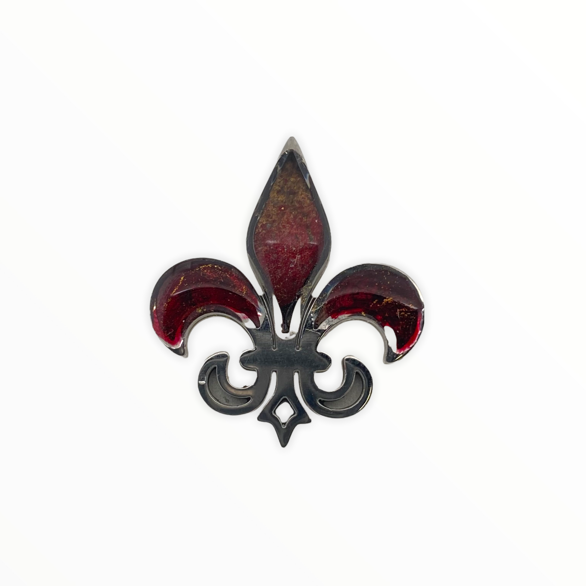 Personalized Black Gold White Fleur de Lis Keychain