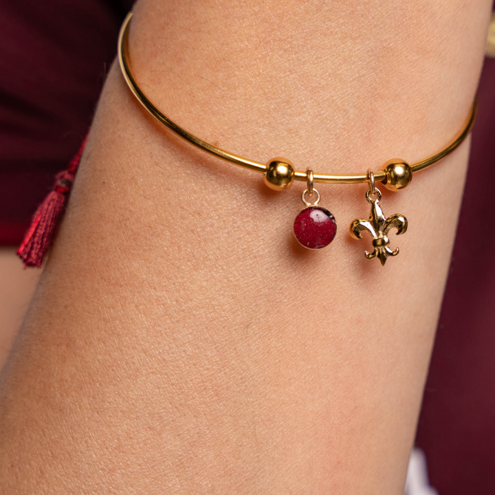 Fleur De Lis Bianca Bracelet | Gold | Red + Burgundy